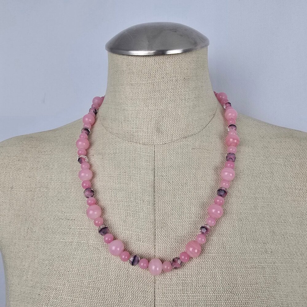 Vintage Rose Quartz Beaded Necklace